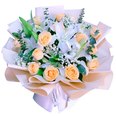 荆州16朵香槟玫瑰2支百合，爱的温暖和幸福