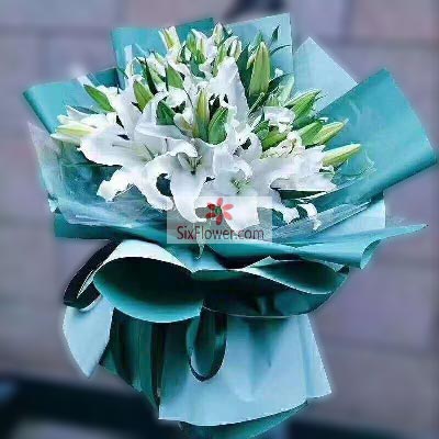 荆州8支白色多头百合，情真意切